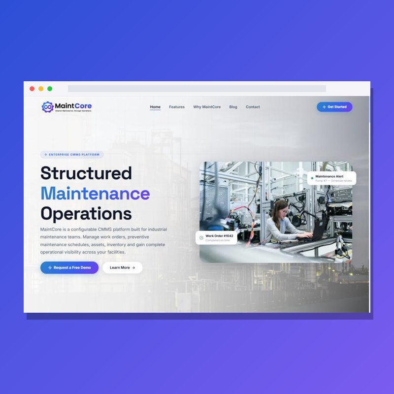 MaintCore website by Bytespark Digital