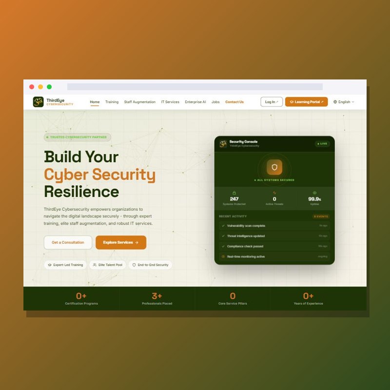 ThirdEye Cybersecurity website by Bytespark Digital